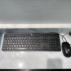 HP USB Slim Style Enhanced Keyboard with Optical Wired Mouse Bundled Black